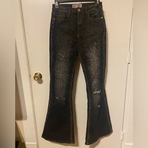 Faded black leopard print jeans. Size 4/26 never worn